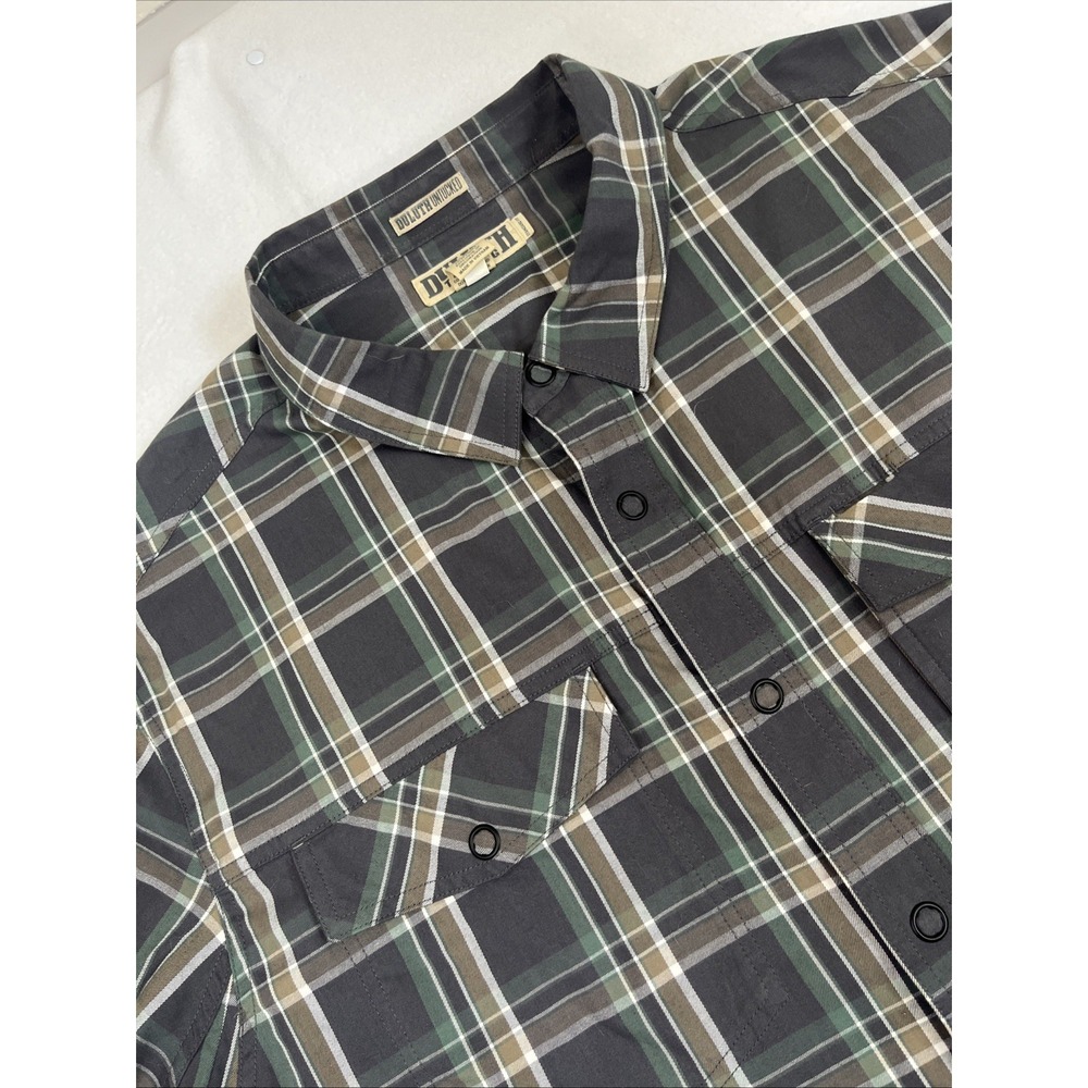 Duluth Shirt Mens 3XL XXXL Gray Plaid Oysterous Standard Fit Flannel Untucked
